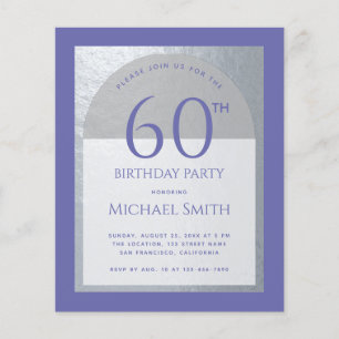 Papier Invitation Violet Faux Argent pour les 60 ans