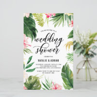 Invitation Wedding shower de trame tropicale aquar