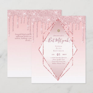 Papier Invitations BAT MITZVAH brillants Parties scintill