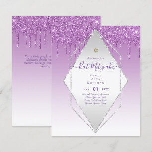 Papier Invitations BAT MITZVAH brillants Parties scintill