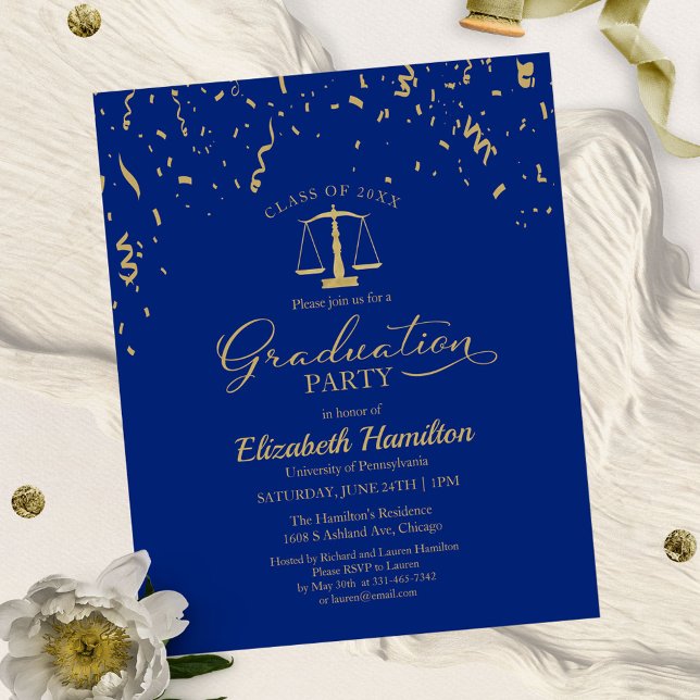 Papier Invitations budgétaires Loi Parti de la fin d'étud (Créateur téléchargé)