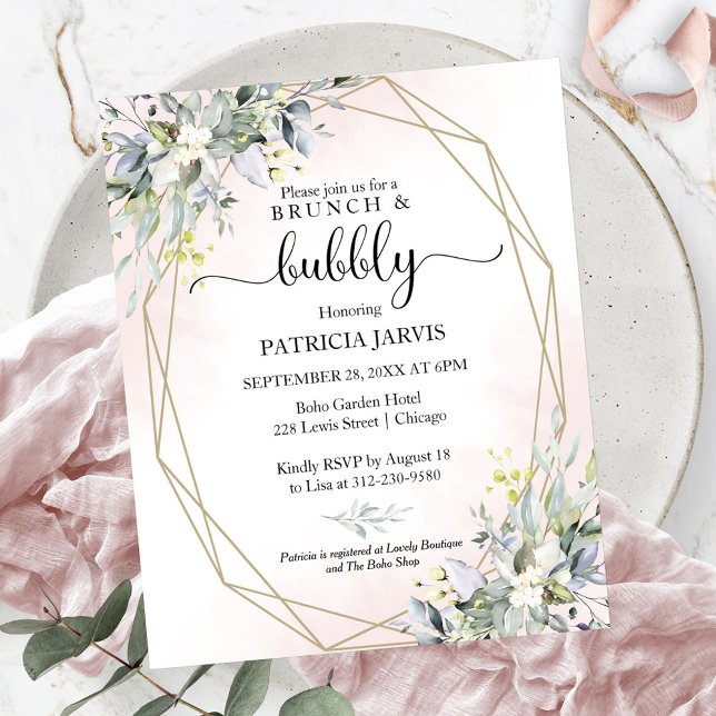 Papier Invitations De Brunch Et De Douche Nuptiale Bubbly (Créateur téléchargé)