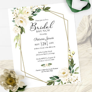 Papier Invitations de brunch fécond blanc géométrique