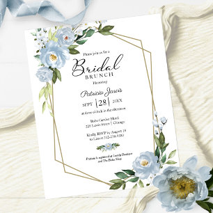 Papier Invitations de Brunch pour mariée en bleu géométri