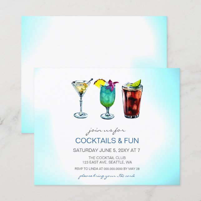 Papier Invitations de Cocktail Budget (Devant / Derrière)