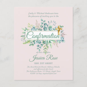 Papier Invitations de confirmation Eucalyptus Greenery Bu
