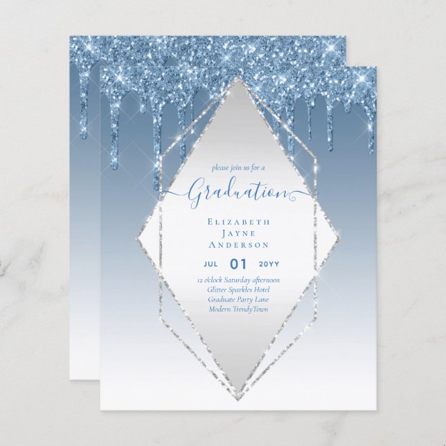 Papier INVITATIONS DE DIPLÔME - Parties scintillant de go (Devant / Derrière)