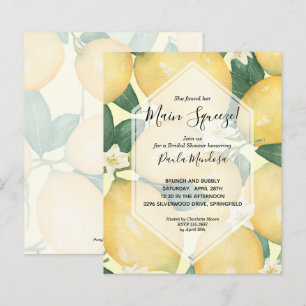 Papier Invitations de douche nuptiale aux citrons aquarel
