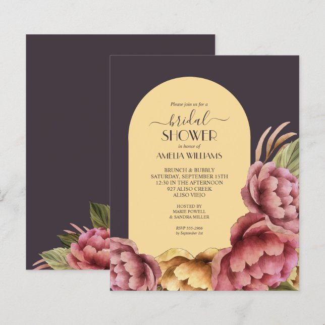 Papier Invitations de douche nuptiale florale (Devant / Derrière)