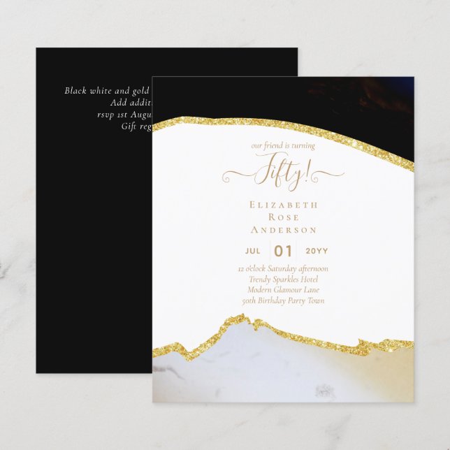 Papier Invitations de fête du 50e anniversaire Parties sc (Devant / Derrière)