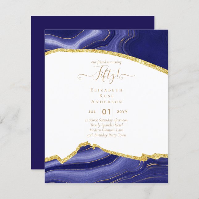 Papier Invitations de fête du 50e anniversaire Parties sc (Devant / Derrière)