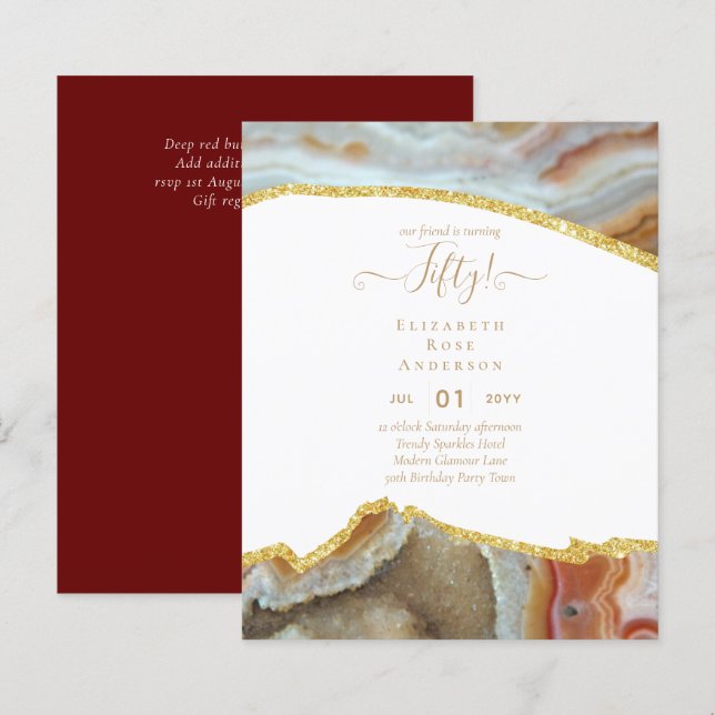 Papier Invitations de fête du 50e anniversaire Parties sc (Devant / Derrière)