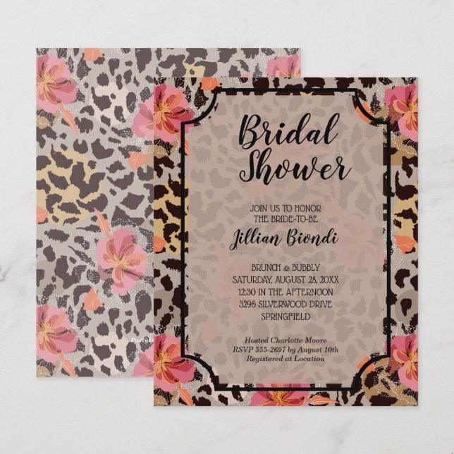 Papier Invitations de Fêtes des mariées florales Posters  (Devant / Derrière)