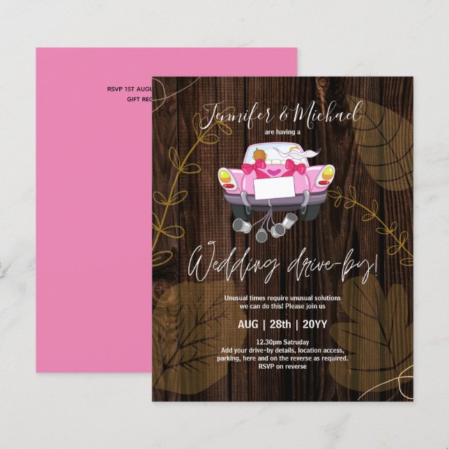 Papier Invitations de mariage à budget Drive-BY - Couple  (Devant / Derrière)