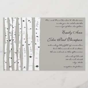 Papier Invitations de mariage Argent Cloud Birch Tree