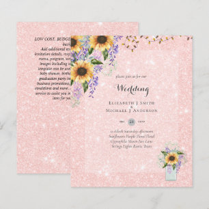 Papier INVITATIONS DE MARIAGE BUDGÉTAIRE - Tournesols rus