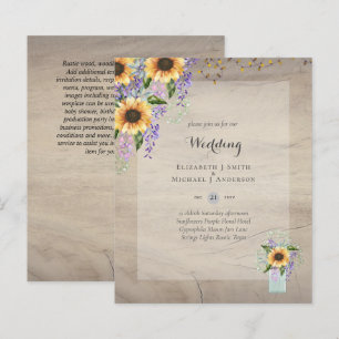Papier INVITATIONS DE MARIAGE BUDGÉTAIRE - Tournesols rus