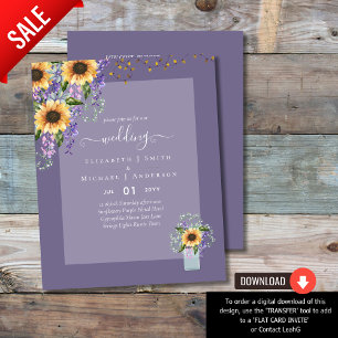 Papier INVITATIONS DE MARIAGE BUDGÉTAIRE Tournesols rusti