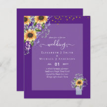 INVITATIONS DE MARIAGE BUDGÉTAIRE Tournesols rusti