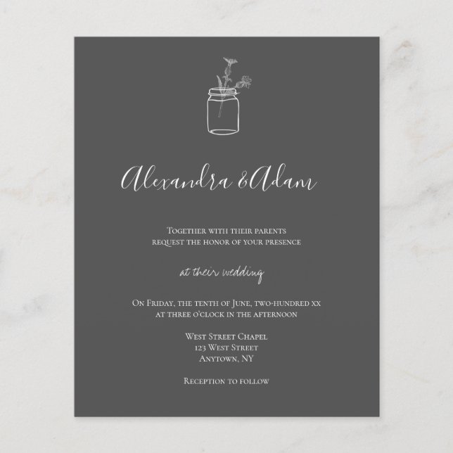 Papier Invitations de mariage en pot de tableau noir budg (Devant)
