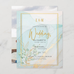 Papier Invitations de mariage photo Lave-encre subtile nu