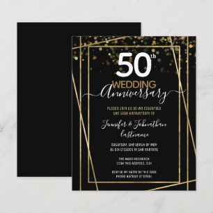 Papier Invitations du 50e anniversaire Gold Border Budget