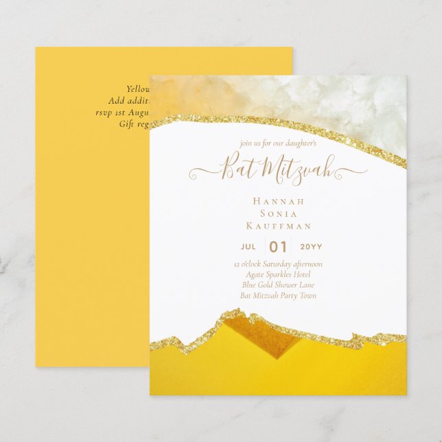 Papier Invitations du BAT MITZVAH de Parties scintillant  (Devant / Derrière)