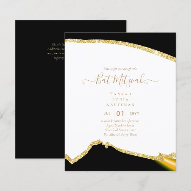 Papier Invitations du BAT MITZVAH de Parties scintillant  (Devant / Derrière)
