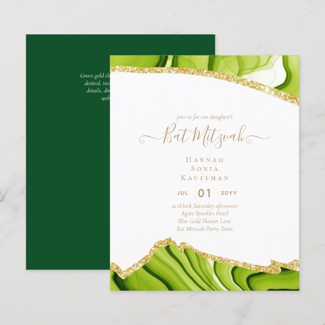 Papier Invitations du BAT MITZVAH de Parties scintillant  (Devant / Derrière)