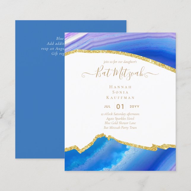 Papier Invitations du BAT MITZVAH de Parties scintillant  (Devant / Derrière)