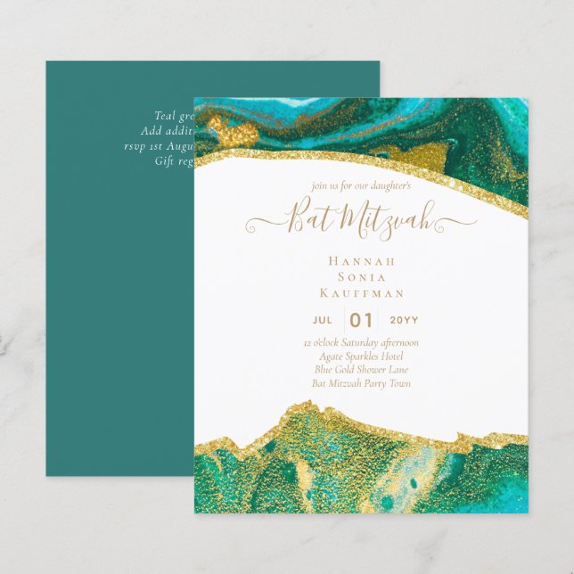 Papier Invitations du BAT MITZVAH de Parties scintillant  (Devant / Derrière)