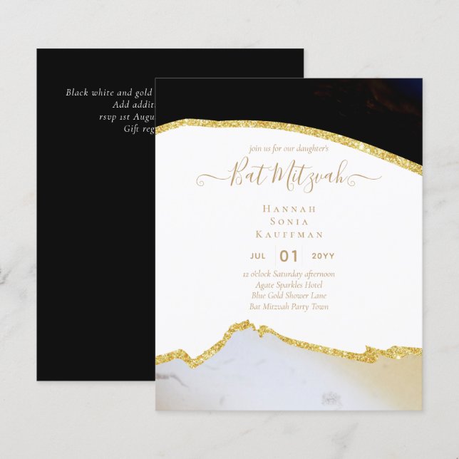 Papier Invitations du BAT MITZVAH de Parties scintillant  (Devant / Derrière)