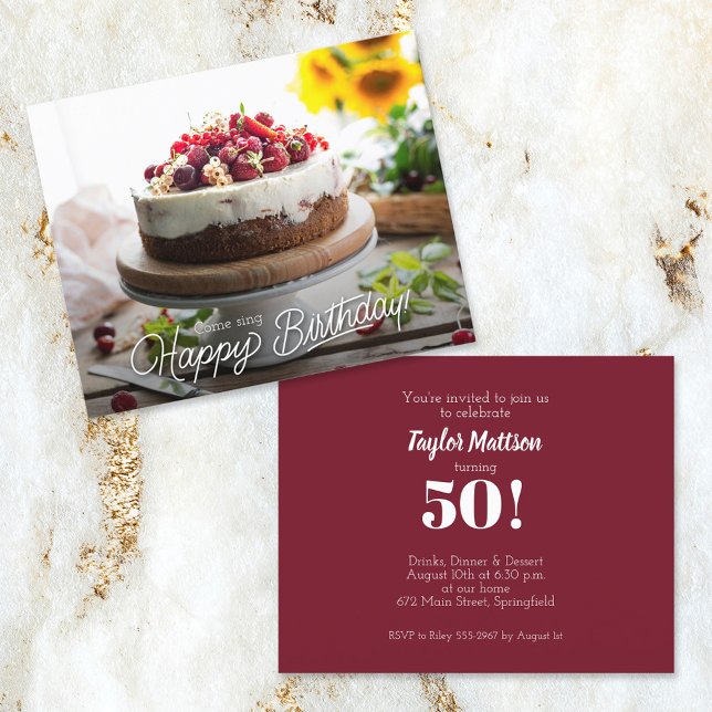 Papier Invitations Élégantes à la fête du gâteau d'annive (Créateur téléchargé)