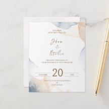 Invitations minimalistes de couleur d'eau (personn