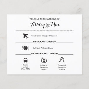 Papier Itinéraire de fin de semaine Mariage noir et blanc
