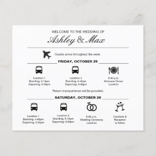 Papier Itinéraire de fin de semaine Mariage noir et blanc