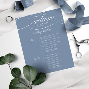 Papier Itinéraire de mariage chic 2 jours bleu poussiéreu