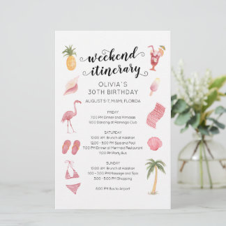 Papier Itinéraire de week-end d'anniversaire à la plage a