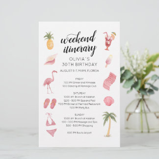 Papier Itinéraire de week-end d'anniversaire à la plage a