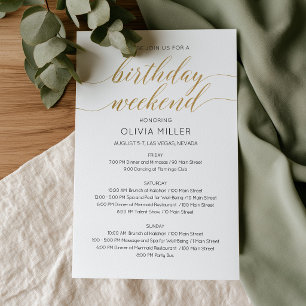 Papier Itinéraire de week-end d'anniversaire en faux or m