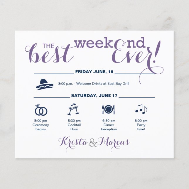 Papier Itinéraire du week-end mariage (Devant)