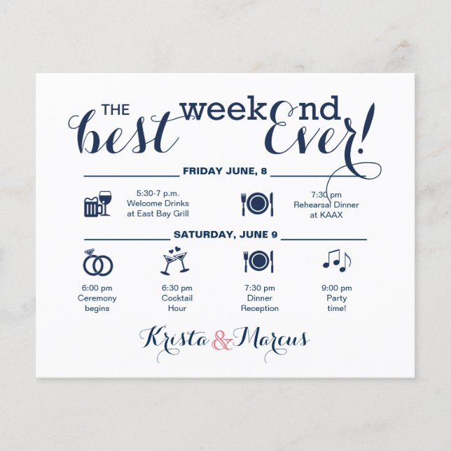 Papier Itinéraire du week-end mariage (Devant)