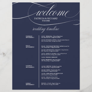 Papier Itinéraire Mariage de 4 jours Chic Navy
