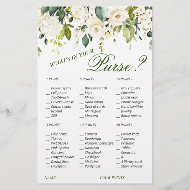Papier Ivory White Roses Fête des mariées de verdure (Devant)