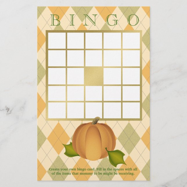 Papier Jacquard Citrouille de récolte Bingo (Devant)