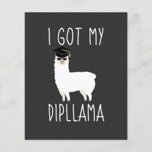 Papier J'Ai Obtenu Mon Dipllama Graduation Llama Pun Invi