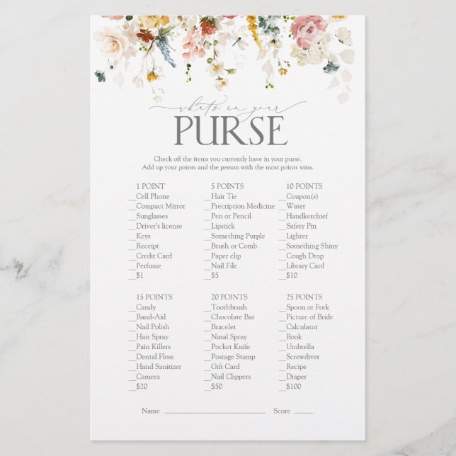 Papier Jardin Fleurs aquarelle Fête des mariées Jeu (Devant)