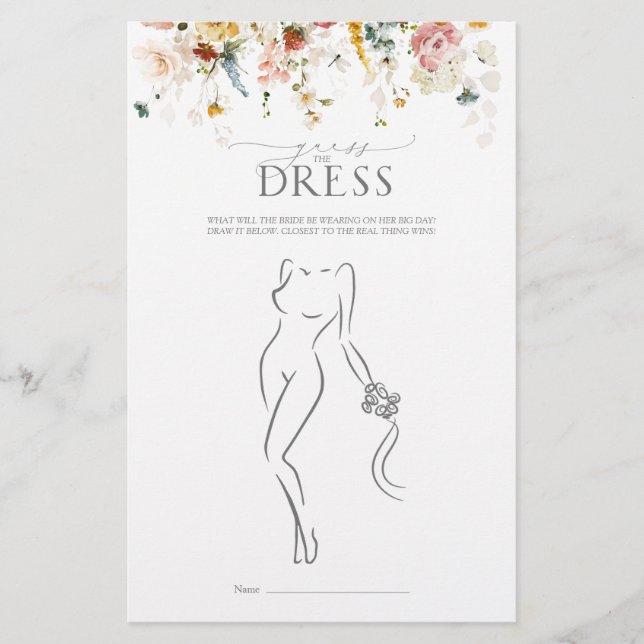 Papier Jardin Fleurs aquarelle Fête des mariées Jeu (Devant)