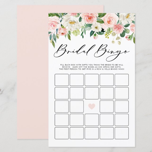Papier Jardin Fleurs Fête des mariées de Bingo de la nupt (Devant / Derrière)