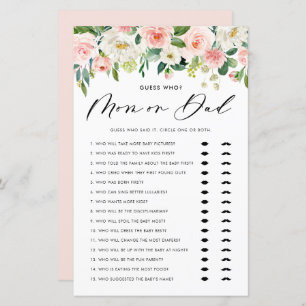 Papier Jardin Fleurs Maman ou Papa Baby shower Jeu